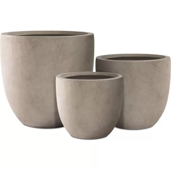 Kante 13.4" Dia Round Concrete Planter, Large Outdoor Modern Indoor Decorative Plant Pots with Drainage Hole and Rubber Plug for Home and Garden, Pure White