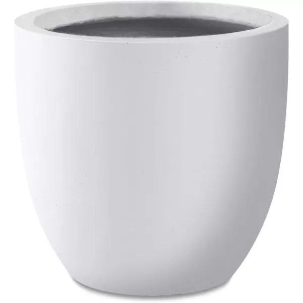 Kante 13.4" Dia Round Concrete Planter, Large Outdoor Modern Indoor Decorative Plant Pots with Drainage Hole and Rubber Plug for Home and Garden, Pure White
