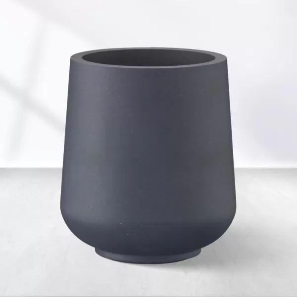 Kante 15.3" Dia Round Concrete Planter, Outdoor Indoor Large Plant Pots Containers with Drainage Hole and Rubber Plug for Home Garden Patio, Gray Concrete