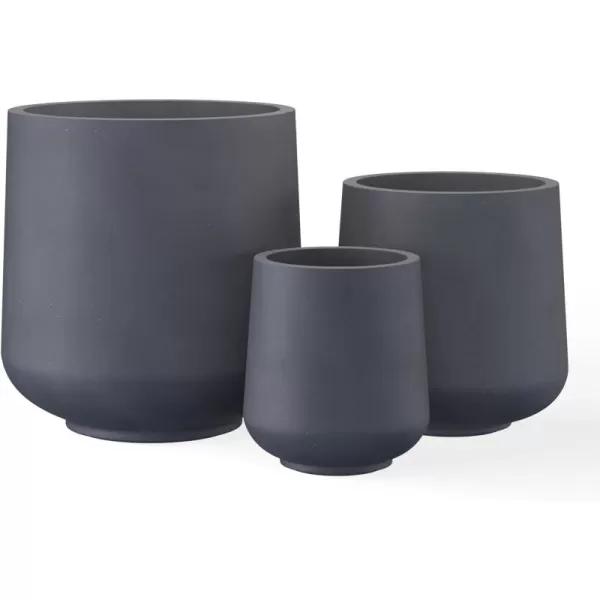 Kante 15.3"+11.6"+8.2" Dia Round Concrete Planter, Large Outdoor Indoor Planter Pots Containers with Drainage Holes and Rubber Plug for Home Garden Patio, Charcoal