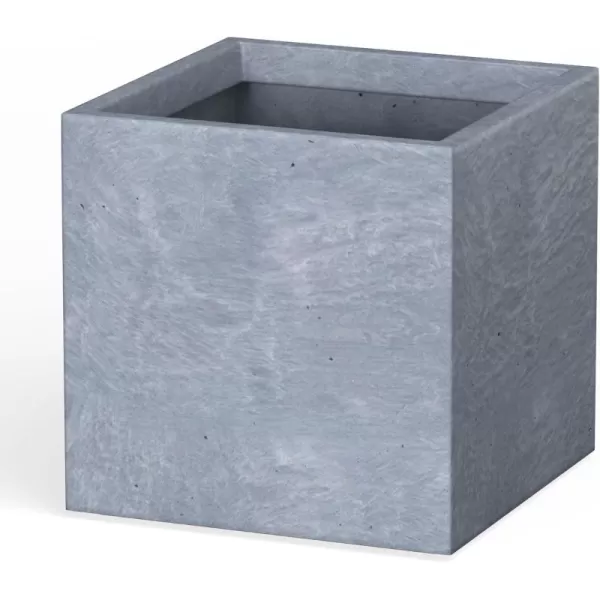 Kante 16 Inch Square Concrete Planter for Outdoor Indoor Home Patio Garden, Large Plant Pot with Drainage Hole and Rubber Plug, Charcoal