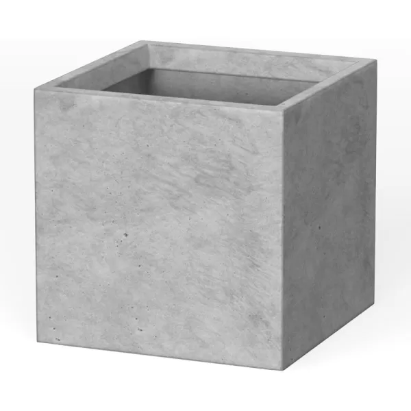 Kante 16 Inch Square Concrete Planter for Outdoor Indoor Home Patio Garden, Large Plant Pot with Drainage Hole and Rubber Plug, Charcoal