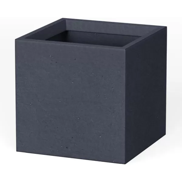Kante 16 Inch Square Concrete Planter for Outdoor Indoor Home Patio Garden, Large Plant Pot with Drainage Hole and Rubber Plug, Charcoal
