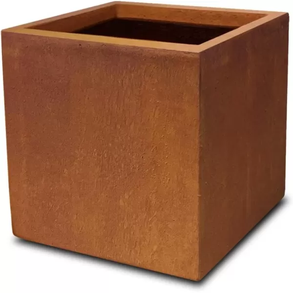 Kante 16 Inch Square Concrete Planter for Outdoor Indoor Home Patio Garden, Large Plant Pot with Drainage Hole and Rubber Plug, Charcoal