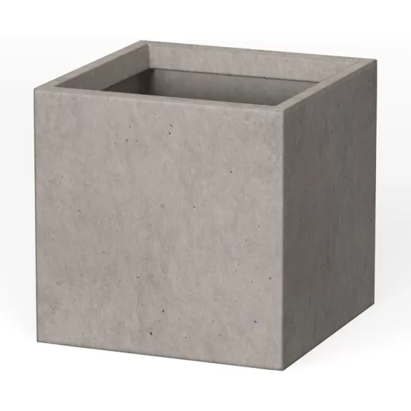 Kante 16 Inch Square Concrete Planter for Outdoor Indoor Home Patio Garden, Large Plant Pot with Drainage Hole and Rubber Plug, Charcoal