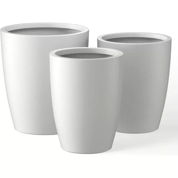 Kante 18.1" H Tall Round Concrete Planter for Outdoor Indoor, Modern Decorative Plant Pots with Drainage Hole &amp; Rubber Plug for Home &amp; Garden Pure White