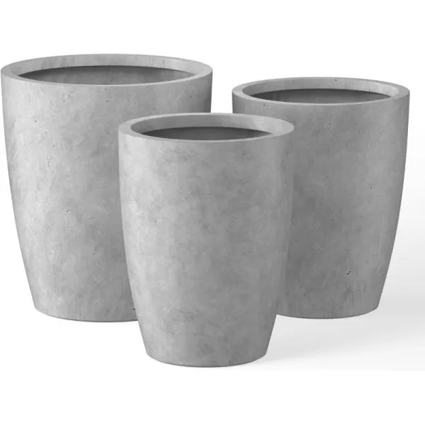 Kante 18.1" H Tall Round Concrete Planter for Outdoor Indoor, Modern Decorative Plant Pots with Drainage Hole &amp; Rubber Plug for Home &amp; Garden Pure White