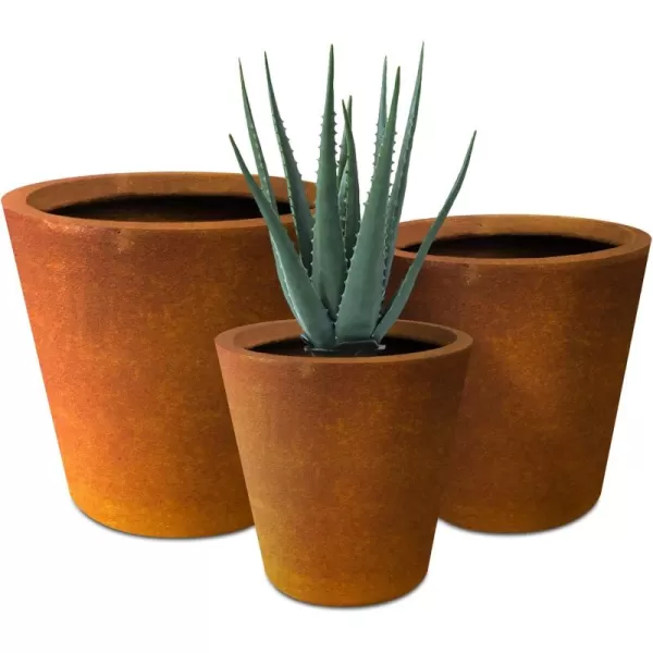 Kante 18.3", 15.3" and 12.4" D Cylindrical Charcoal Finish Lightweight Concrete Modern Planters  Outdoor Indoor Large Planter Pots with Drainage Holes for Patio, Backyard, Living Room