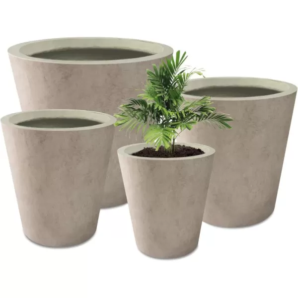 Kante 18.3", 15.3" and 12.4" D Cylindrical Charcoal Finish Lightweight Concrete Modern Planters  Outdoor Indoor Large Planter Pots with Drainage Holes for Patio, Backyard, Living Room