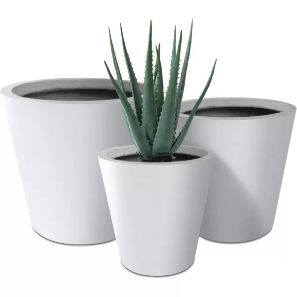 Kante 18.3", 15.3" and 12.4" D Cylindrical Charcoal Finish Lightweight Concrete Modern Planters  Outdoor Indoor Large Planter Pots with Drainage Holes for Patio, Backyard, Living Room