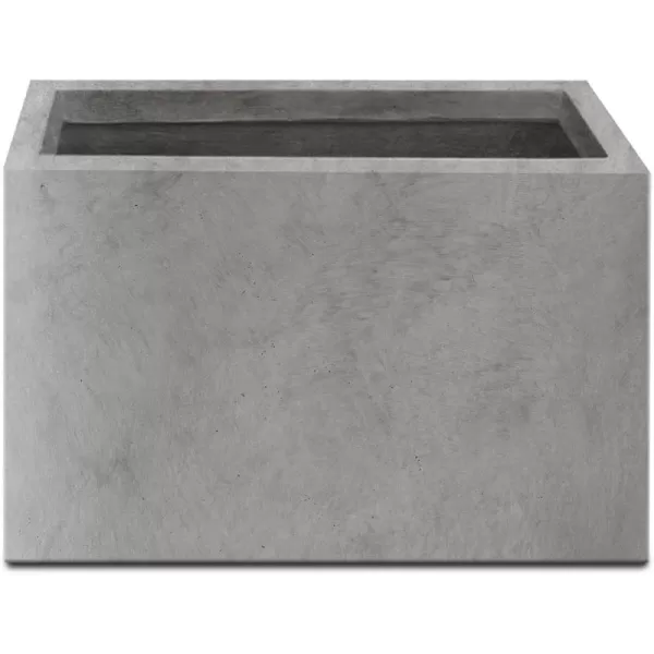 Kante 19.5" L Rectangular Concrete Planters, Outdoor Indoor Modern Plant Pot with Drainage Hole and Rubber Plug for Garden, Patio, Charcoal Finish