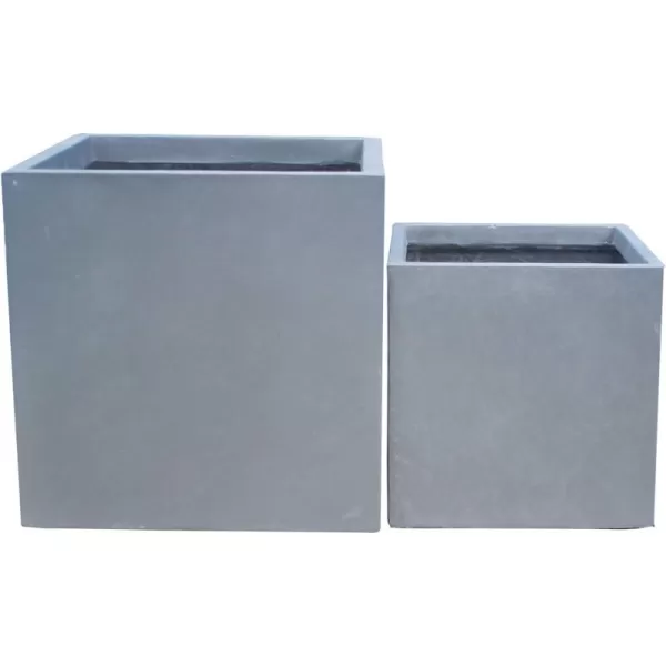 Kante 19.5" L Rectangular Concrete Planters, Outdoor Indoor Modern Plant Pot with Drainage Hole and Rubber Plug for Garden, Patio, Charcoal Finish