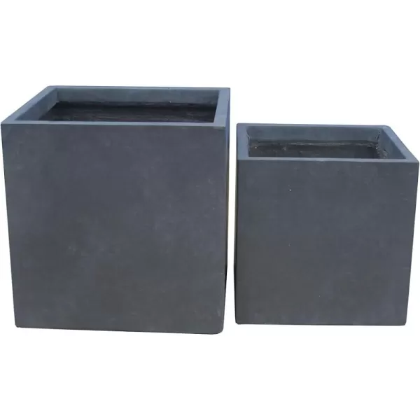 Kante 19.5" L Rectangular Concrete Planters, Outdoor Indoor Modern Plant Pot with Drainage Hole and Rubber Plug for Garden, Patio, Charcoal Finish