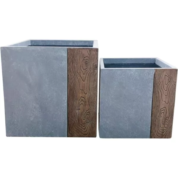 Kante 19.5" L Rectangular Concrete Planters, Outdoor Indoor Modern Plant Pot with Drainage Hole and Rubber Plug for Garden, Patio, Charcoal Finish