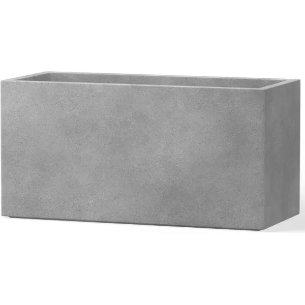 Kante 19.5" L Rectangular Concrete Planters, Outdoor Indoor Modern Plant Pot with Drainage Hole and Rubber Plug for Garden, Patio, Charcoal Finish