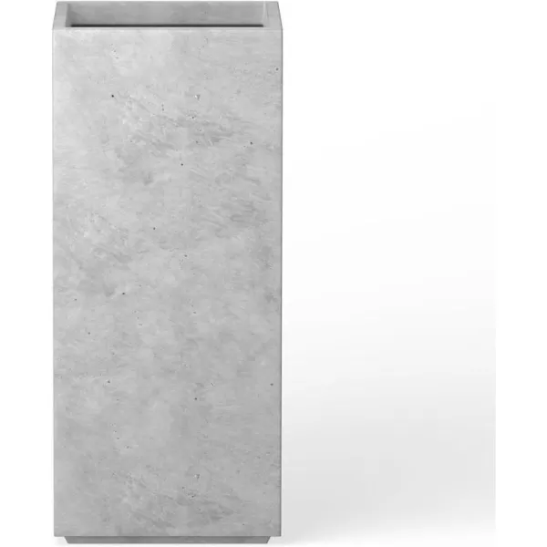 Kante 19.7" H Tall Rectangular Concrete Planter, Modern Square Diameter Plant Pot with Drainage Hole and Rubber Plug for Indoor Outdoor Home Patio Garden, Charcoal