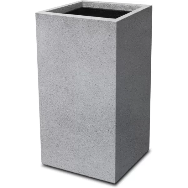 Kante 19.7" H Tall Rectangular Concrete Planter, Modern Square Diameter Plant Pot with Drainage Hole and Rubber Plug for Indoor Outdoor Home Patio Garden, Charcoal