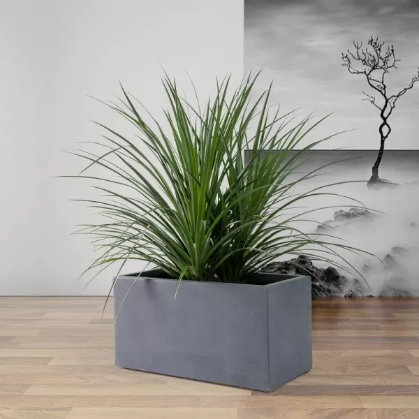 Kante 23.2" L Long Rectangular Concrete Planter, Large Outdoor Indoor Garden Pots with Drainage Hole and Rubber Plug, Charcoal