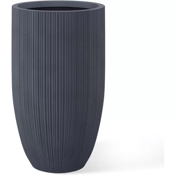 Kante 24 Inch Tall Concrete Planter , Outdoor Indoor Large Plant Pots with Drainage Hole and Rubber Plug for Home Garden Patio Porch Smooth Charcoal