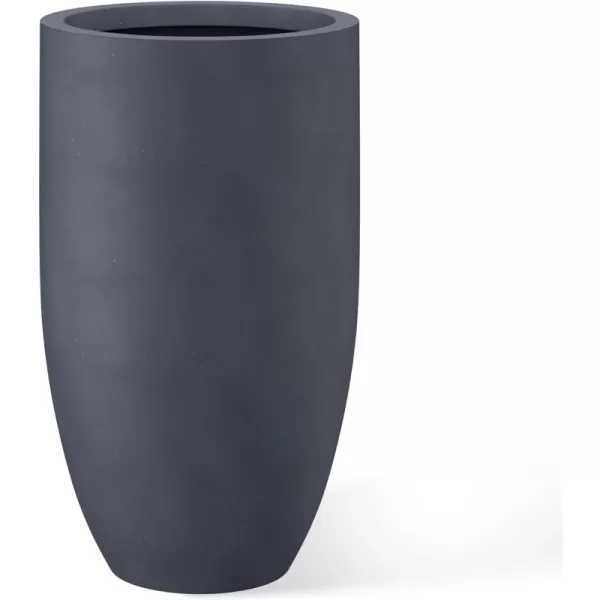 Kante 24 Inch Tall Concrete Planter , Outdoor Indoor Large Plant Pots with Drainage Hole and Rubber Plug for Home Garden Patio Porch Smooth Charcoal