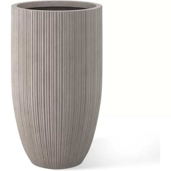 Kante 24 Inch Tall Concrete Planter , Outdoor Indoor Large Plant Pots with Drainage Hole and Rubber Plug for Home Garden Patio Porch Smooth Charcoal