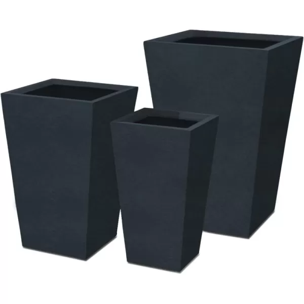 Kante 24.4",18.5",15.7" H Tall Tapered Concrete Planters , Large Outdoor Indoor Garden Pot with Drainage Hole and Rubber Plug, Modern Style for Home and Garden, Weathered Concrete Finish
