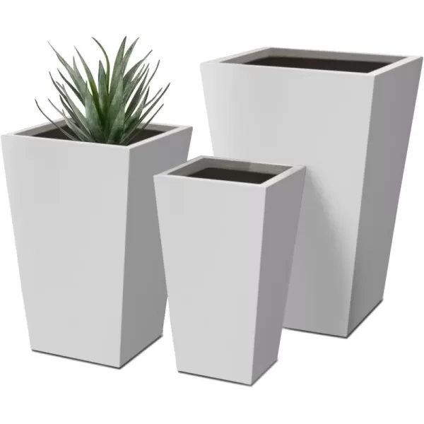 Kante 24.4",18.5",15.7" H Tall Tapered Concrete Planters , Large Outdoor Indoor Garden Pot with Drainage Hole and Rubber Plug, Modern Style for Home and Garden, Weathered Concrete Finish