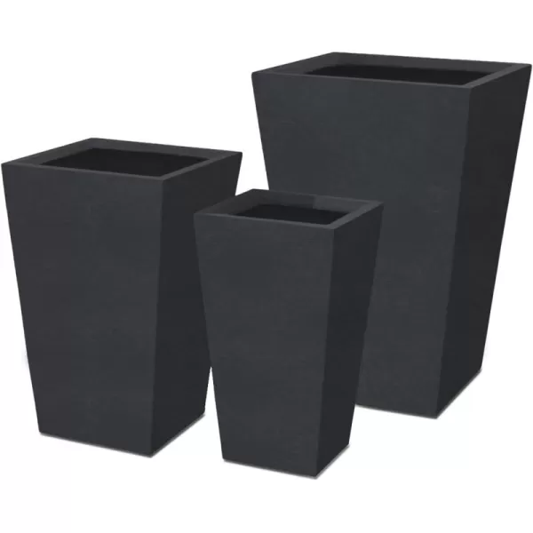 Kante 24.4",18.5",15.7" H Tall Tapered Concrete Planters , Large Outdoor Indoor Garden Pot with Drainage Hole and Rubber Plug, Modern Style for Home and Garden, Weathered Concrete Finish