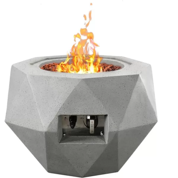 Kante 25 Inch Wide Round Texture Concrete and Metal Outdoor Eco-Friendly Smokeless 50,000 BTU Propane Gas Modern Fire Pit with Waterproof Cover,Biondo