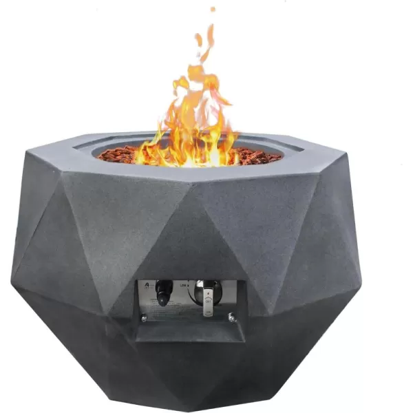 Kante 25 Inch Wide Round Texture Concrete and Metal Outdoor Eco-Friendly Smokeless 50,000 BTU Propane Gas Modern Fire Pit with Waterproof Cover,Biondo