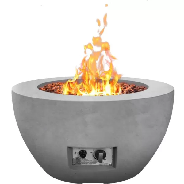 Kante 25 Inch Wide Round Texture Concrete and Metal Outdoor Eco-Friendly Smokeless 50,000 BTU Propane Gas Modern Fire Pit with Waterproof Cover,Biondo