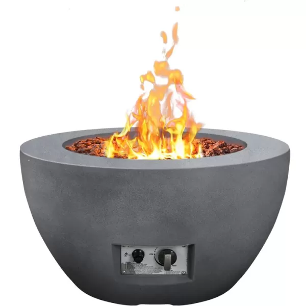 Kante 25 Inch Wide Round Texture Concrete and Metal Outdoor Eco-Friendly Smokeless 50,000 BTU Propane Gas Modern Fire Pit with Waterproof Cover,Biondo