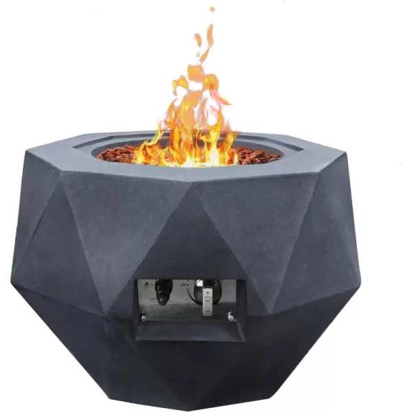 Kante 25 Inch Wide Round Texture Concrete and Metal Outdoor Eco-Friendly Smokeless 50,000 BTU Propane Gas Modern Fire Pit with Waterproof Cover,Biondo