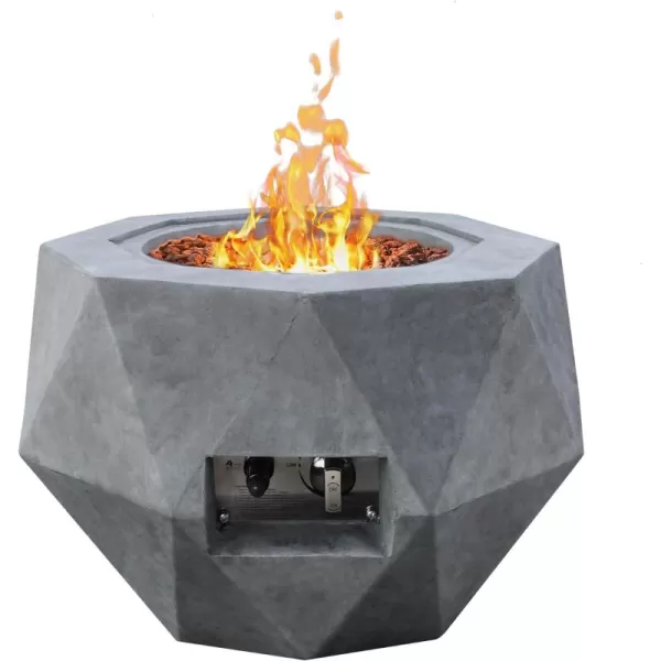 Kante 25 Inch Wide Round Texture Concrete and Metal Outdoor Eco-Friendly Smokeless 50,000 BTU Propane Gas Modern Fire Pit with Waterproof Cover,Biondo