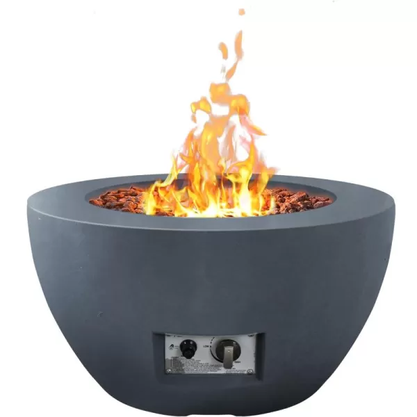 Kante 25 Inch Wide Round Texture Concrete and Metal Outdoor Eco-Friendly Smokeless 50,000 BTU Propane Gas Modern Fire Pit with Waterproof Cover,Biondo