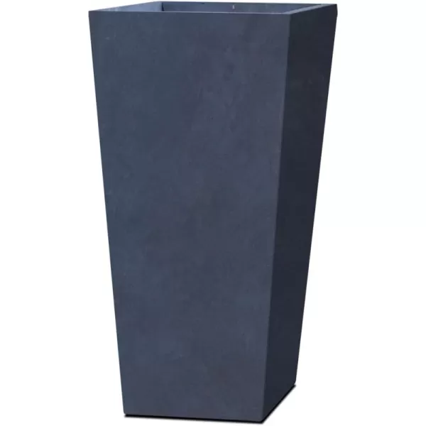 Kante 28" H Concrete Tall Tapered Planter, Large Outdoor Indoor Garden Plant Pot with Drainage Hole and Rubber Plug Home and Patio, Black Finish