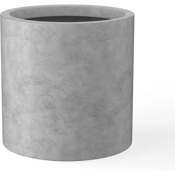 Kante 9.8" Dia Round Concrete Planter, Modern Style Large Cylindrical Plant Pot with Drainage Hole and Rubber Plug for Indoor Outdoor Patio, Pure White