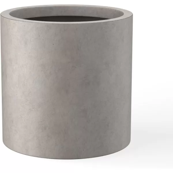 Kante 9.8" Dia Round Concrete Planter, Modern Style Large Cylindrical Plant Pot with Drainage Hole and Rubber Plug for Indoor Outdoor Patio, Pure White