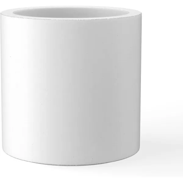 Kante 9.8" Dia Round Concrete Planter, Modern Style Large Cylindrical Plant Pot with Drainage Hole and Rubber Plug for Indoor Outdoor Patio, Pure White