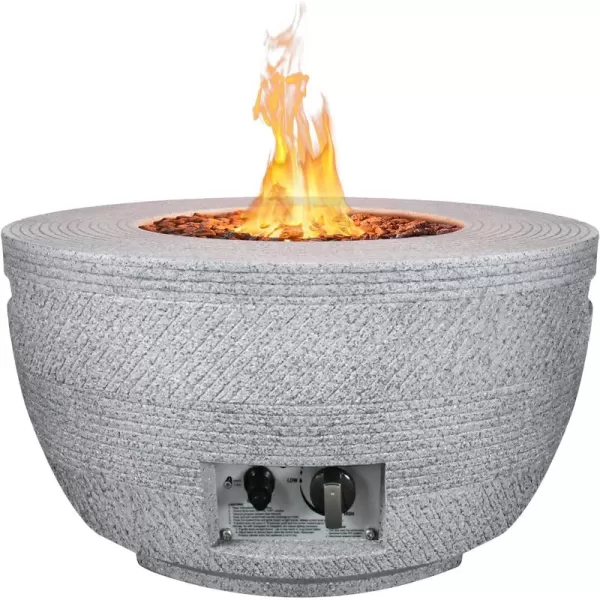 Kante Concrete Propane Fire Pit Table, 50,000 BTU Geometric Table with Tray Style Lid for Outside Patio Garden Decor, 25'' D X 18.5'' H Smokeless Gas Pit, Come Dust Covers, Charcoal 