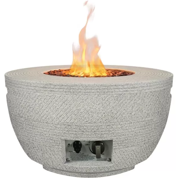 Kante Concrete Propane Fire Pit Table, 50,000 BTU Geometric Table with Tray Style Lid for Outside Patio Garden Decor, 25'' D X 18.5'' H Smokeless Gas Pit, Come Dust Covers, Charcoal 