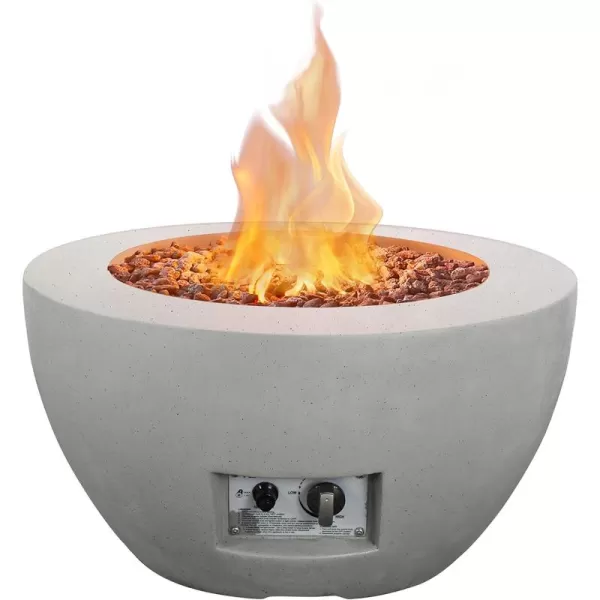 Kante Concrete Propane Fire Pit Table, 50,000 BTU Geometric Table with Tray Style Lid for Outside Patio Garden Decor, 25'' D X 18.5'' H Smokeless Gas Pit, Come Dust Covers, Charcoal 