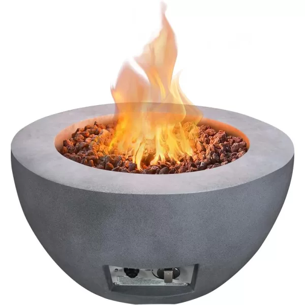 Kante Concrete Propane Fire Pit Table, 50,000 BTU Geometric Table with Tray Style Lid for Outside Patio Garden Decor, 25'' D X 18.5'' H Smokeless Gas Pit, Come Dust Covers, Charcoal 
