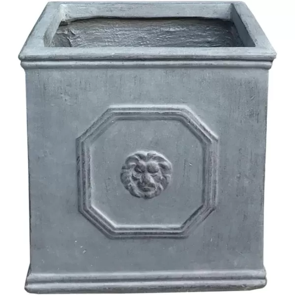 Kante Square Lion Head Concrete Planter, Classic English Style Plant Pot with Drainage Hole and Rubber Plug for Indoor Outdoor Garden Patio Home, 12.6"x12.6"x12.6" Oil Rubbed Bronze
