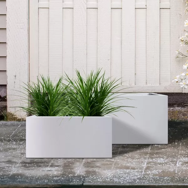 Kante 23.2" L Long Rectangular Concrete Planter, Large Outdoor Indoor Garden Pots with Drainage Hole and Rubber Plug, Charcoal