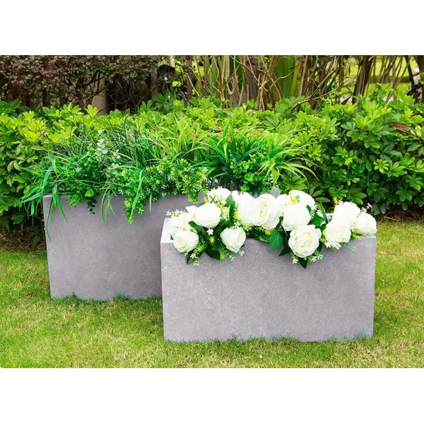 Kante 23.2" L Long Rectangular Concrete Planter, Large Outdoor Indoor Garden Pots with Drainage Hole and Rubber Plug, Charcoal