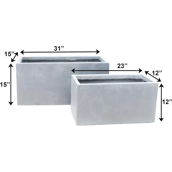 Kante 23.2" L Long Rectangular Concrete Planter, Large Outdoor Indoor Garden Pots with Drainage Hole and Rubber Plug, Charcoal