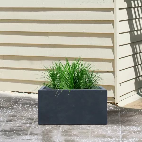Kante 23.2" L Long Rectangular Concrete Planter, Large Outdoor Indoor Garden Pots with Drainage Hole and Rubber Plug, Charcoal