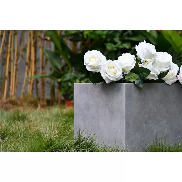 Kante 23.2" L Long Rectangular Concrete Planter, Large Outdoor Indoor Garden Pots with Drainage Hole and Rubber Plug, Charcoal