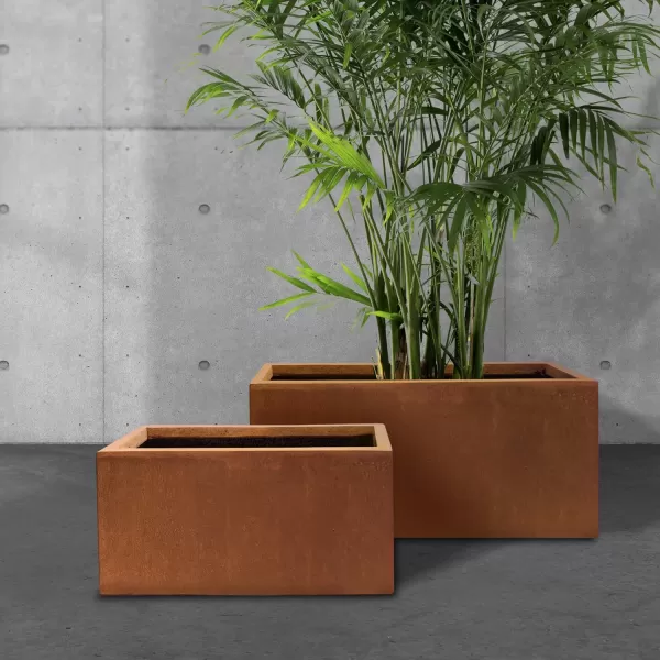 Kante 23.2" L Long Rectangular Concrete Planter, Large Outdoor Indoor Garden Pots with Drainage Hole and Rubber Plug, Charcoal